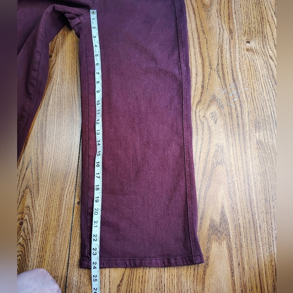 Judy Blue tummy control garment-dyed high-rise wide-leg crop jeans oxblood sz 29 - Picture 16 of 16